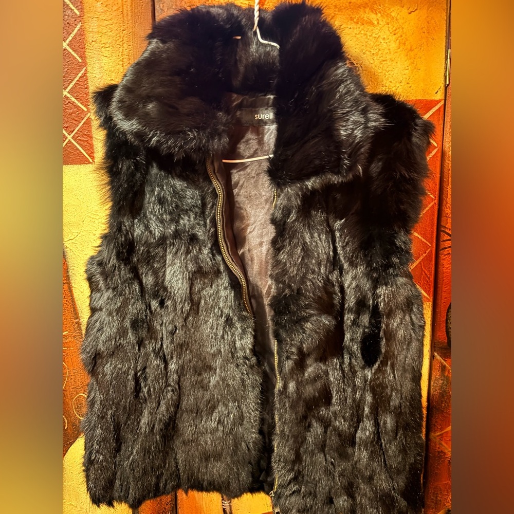 Black Faux Fur Vest with Plush Collar